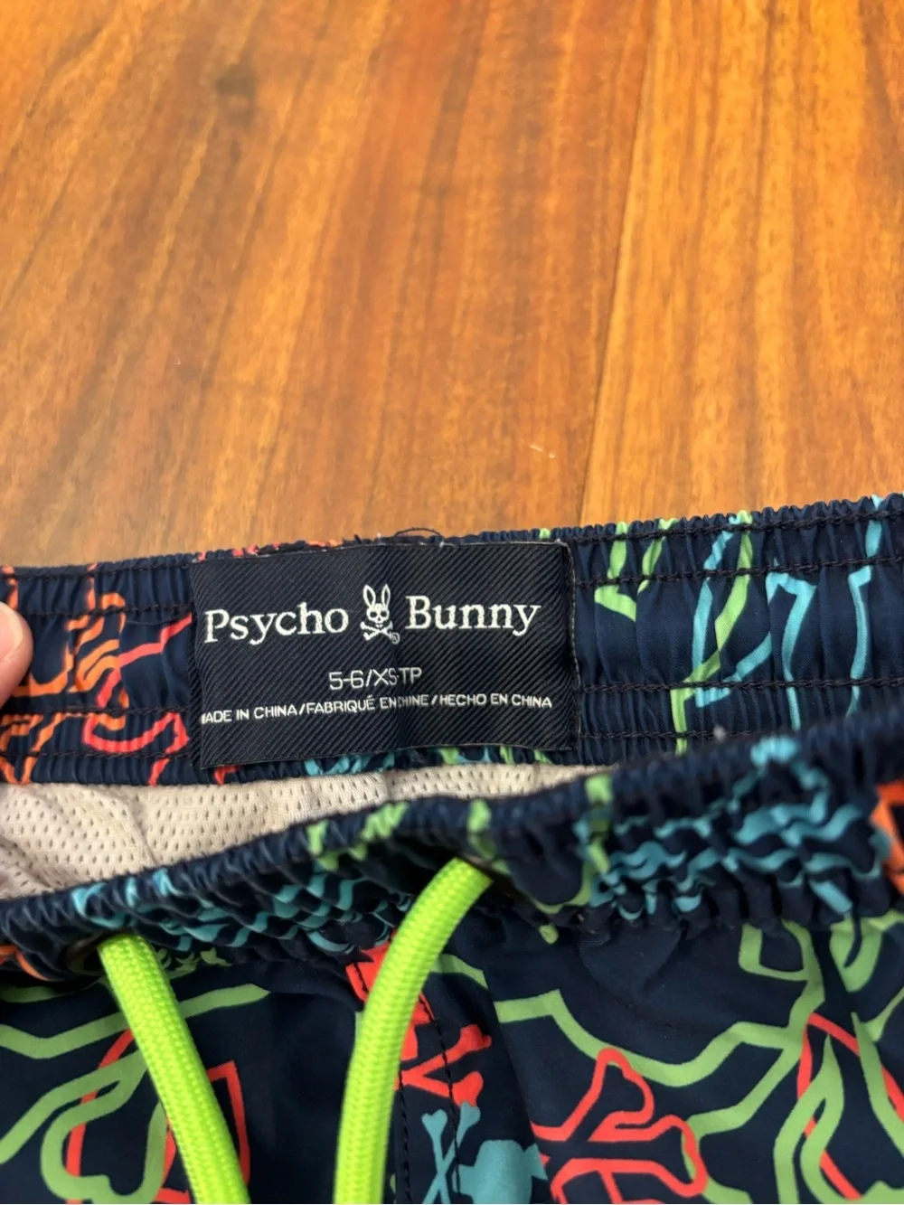 Psycho Bunny Navy Patterned Swim Trunks